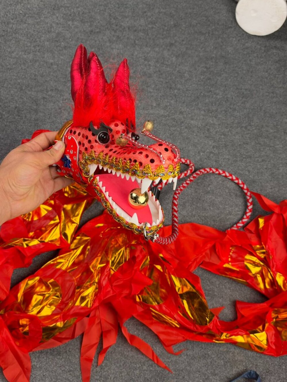 Hualing Red & Gold Fitness Dragon Dance Ribbon Toy Poi Ribbon Prop Exercise